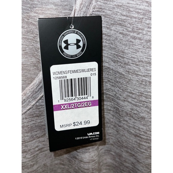 NEW Under Armour Womens HeatGear V-Neck Short Sleeve T-Shirt Grey 1258568 XXL - Picture 3 of 6